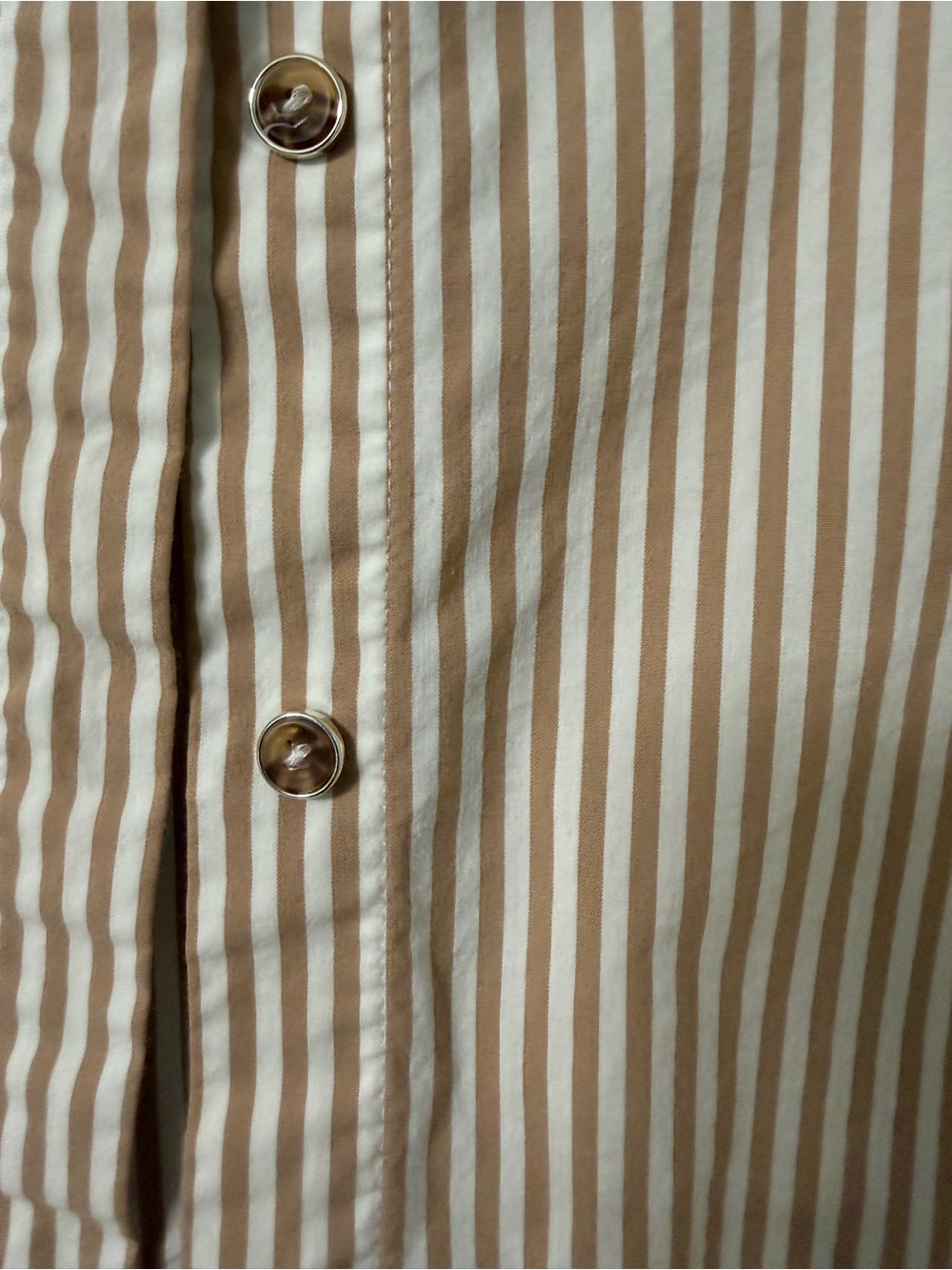 Chico's Beige and White Striped Button-Down Shirt - Picture 4 of 6